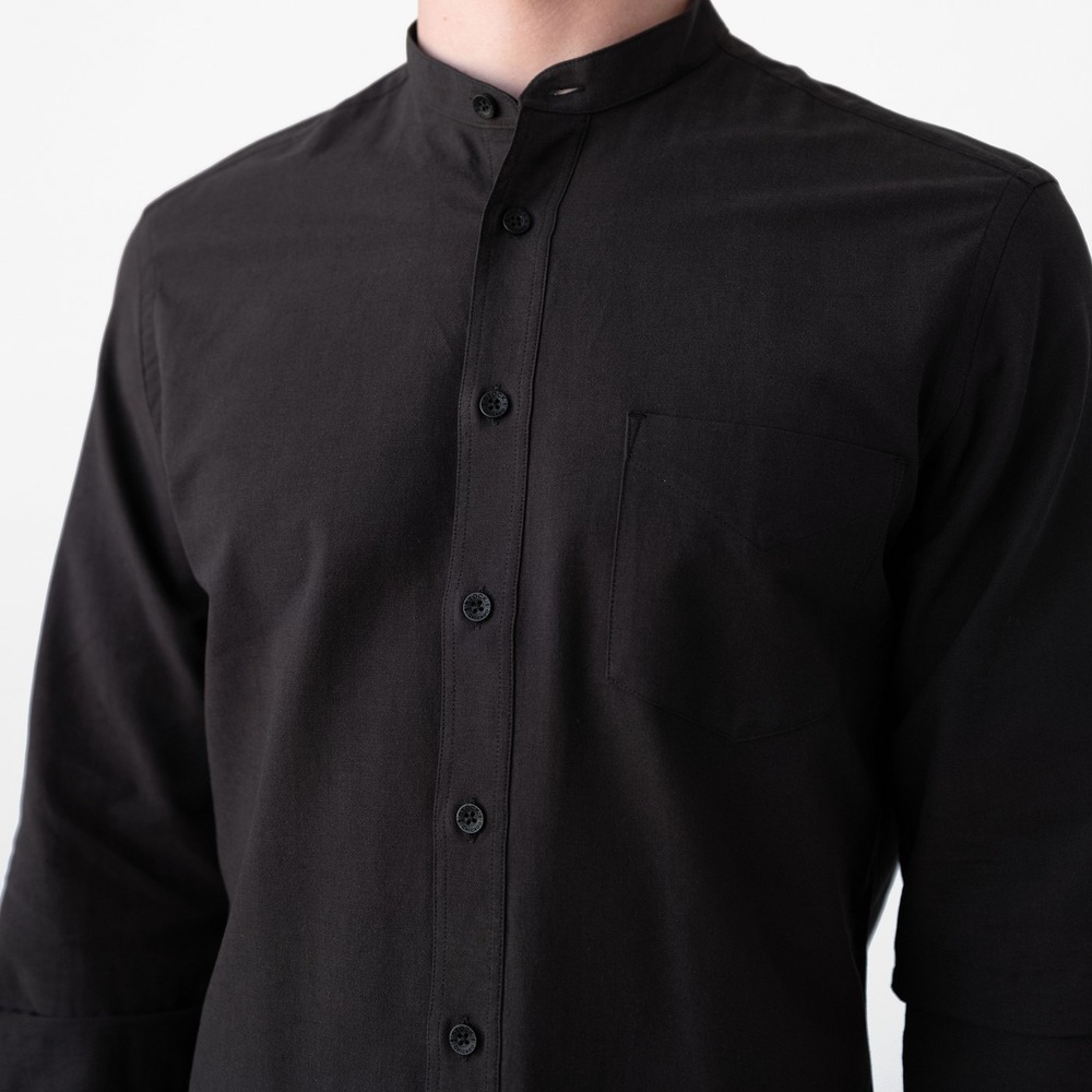 MUJI MensOrganic Cotton  Blend Washed Oxford Stand Collar Shirt Sz M